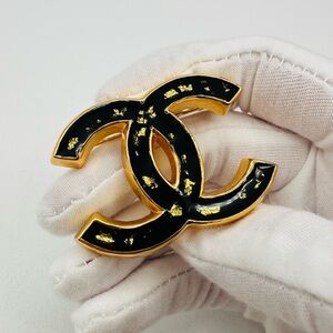 Chanel Gold Flake Enamel Brooch Vintage